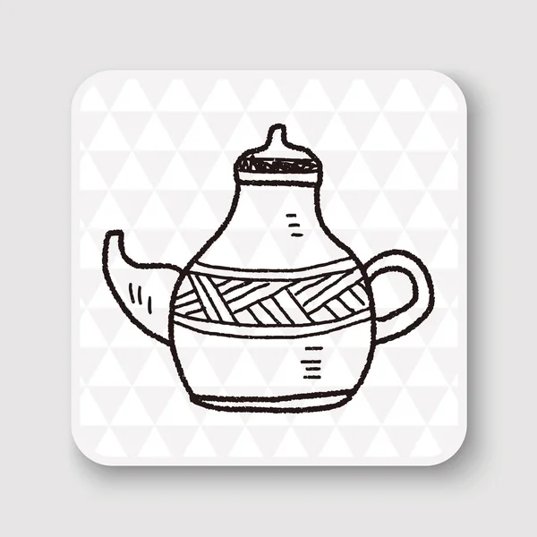 Tea pot doodle drawing vector illustration — Stock Vector