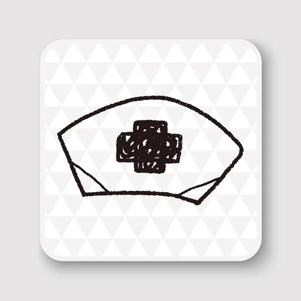 Gambar vektor gambar doodle topi perawat - Stok Vektor