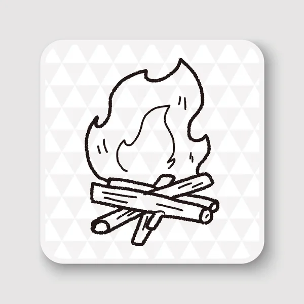 Campfire doodle vettoriale illustrazione — Vettoriale Stock