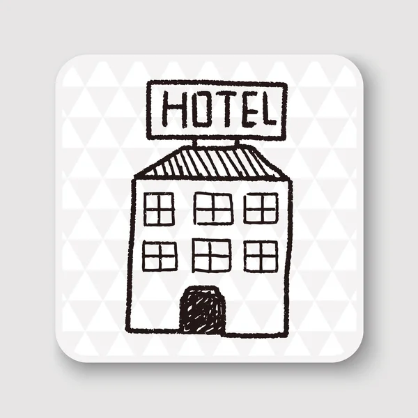 Hotel doodle dibujo vector ilustración — Vector de stock