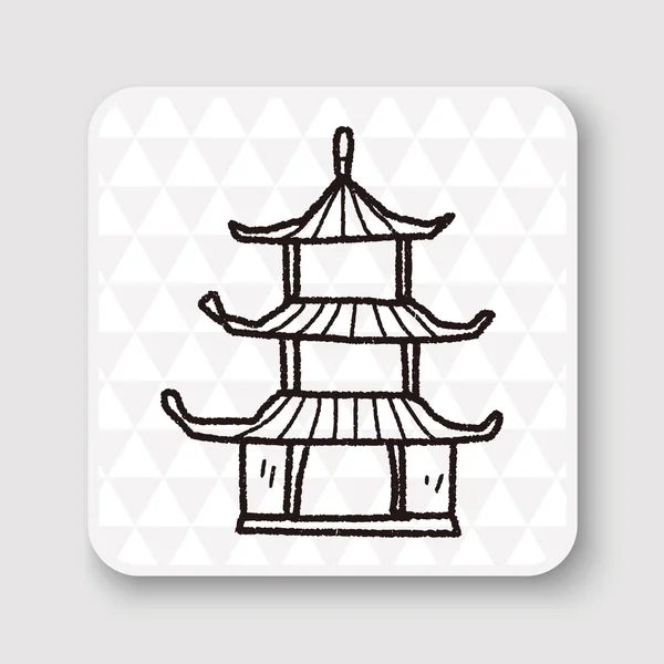 Casa china doodle vector ilustración — Archivo Imágenes Vectoriales