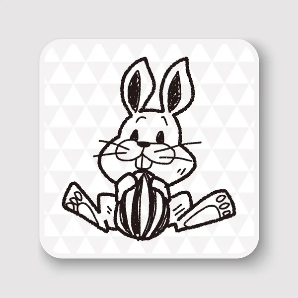 Pascua conejito doodle vector ilustración — Vector de stock
