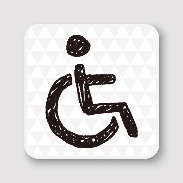 Cadeira roda doodle vetor ilustração — Vetor de Stock