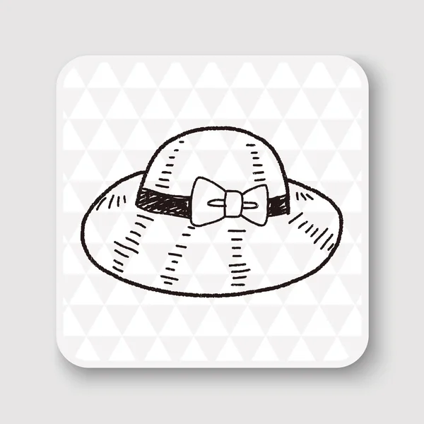 Garabato sombrero de paja vector ilustración — Vector de stock