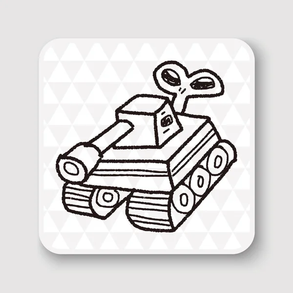 Oyuncak tank doodle vektör çizim — Stok Vektör