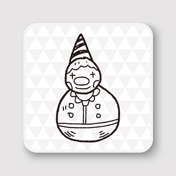 Clown giocattolo doodle vettoriale illustrazione — Vettoriale Stock