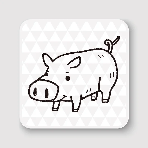 Pig Doodle Vektor Illustration — Stockvektor