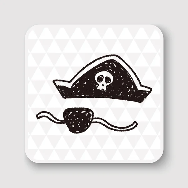 Chapeau pirate et masque illustration vectorielle doodle — Image vectorielle