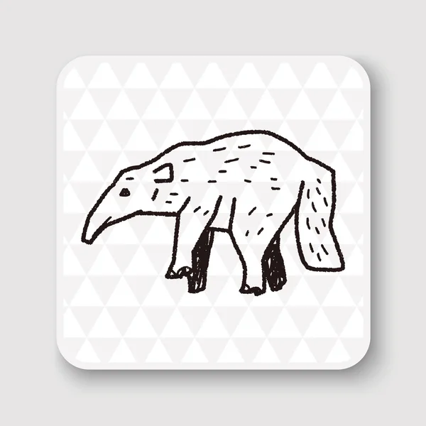 Anteater doodle vectorillustratie — Stockvector