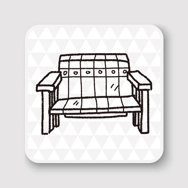 Gambar vektor doodle sofa - Stok Vektor