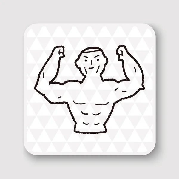 Ilustración fuerte vector doodle muscular — Archivo Imágenes Vectoriales