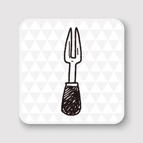 Barbecue forchetta doodle vettoriale illustrazione — Vettoriale Stock