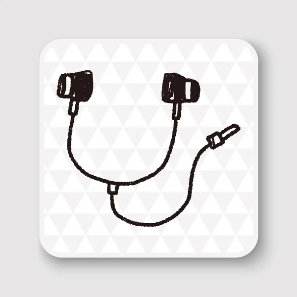 Ilustrasi vektor Headphone Doodle - Stok Vektor