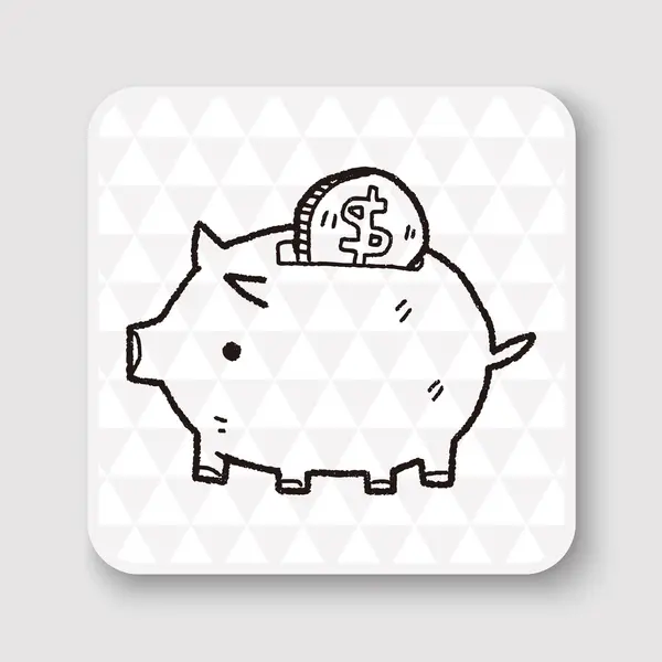 Doodle gris pengar bank vektor illustration — Stock vektor