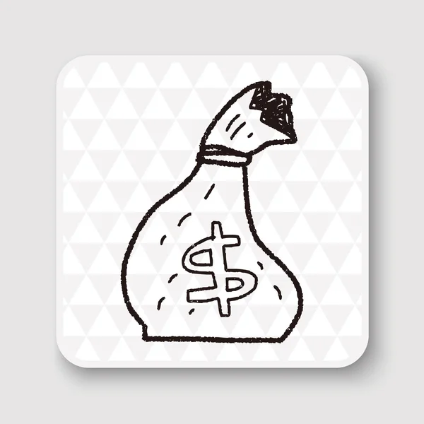 Geld tas doodle tekening vector illustratie vectorillustratie — Stockvector
