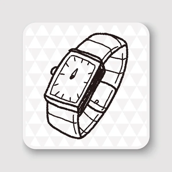 Horloge doodle tekening vector illustratie — Stockvector