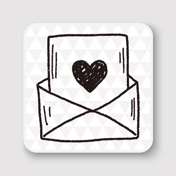 Amore mail doodle vettoriale illustrazione — Vettoriale Stock