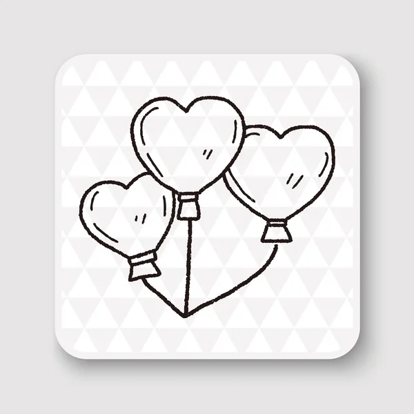 Amor balão doodle vetor ilustração — Vetor de Stock