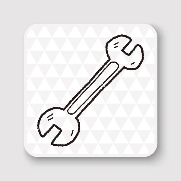 Wrench doodle vector illustration — Stock Vector