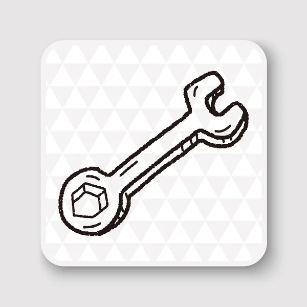 Wrench doodle vector illustration — Stock Vector