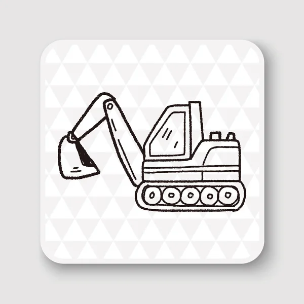 Excavator doodle vetor ilustração — Vetor de Stock