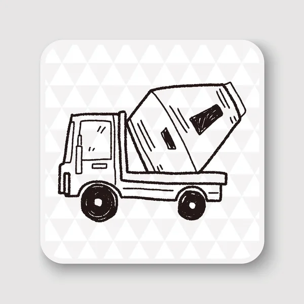 Cementu Truck doodle vektorové ilustrace — Stockový vektor