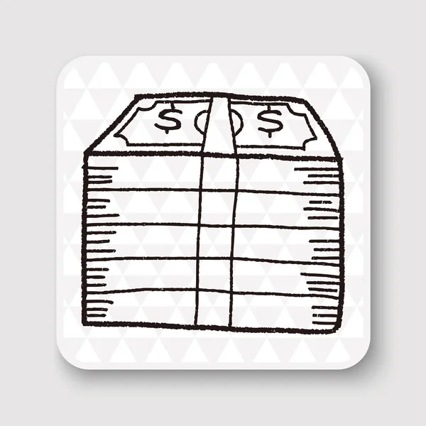 Geld bill doodle tekening vectorillustratie — Stockvector