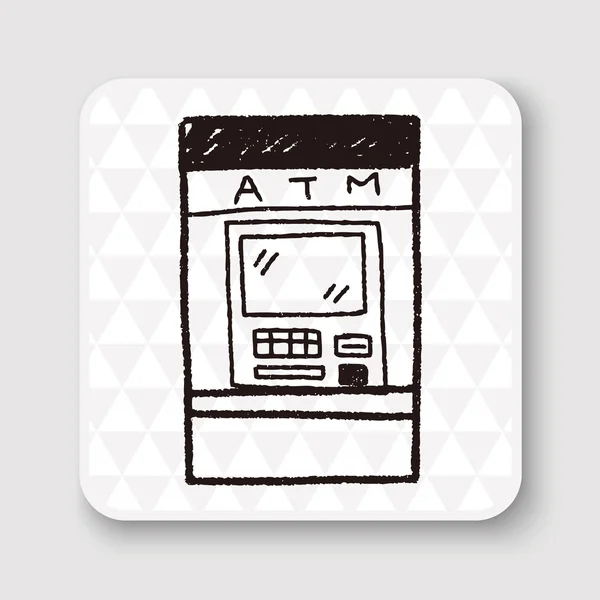 ATM doodle tekening vector illustratie — Stockvector