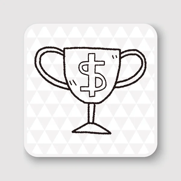 Doodle campeón taza vector ilustración — Vector de stock