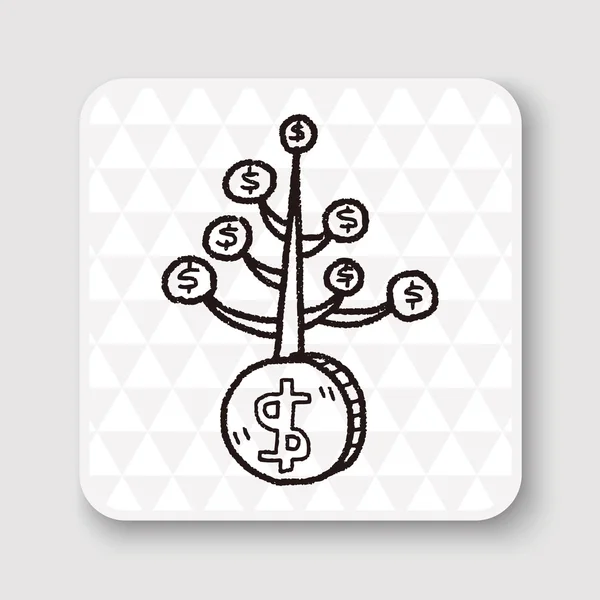 Argent arbre doodle vecteur illustration — Image vectorielle