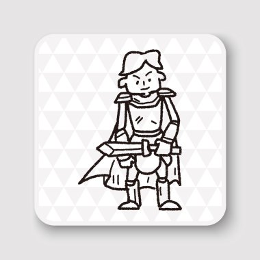 Şövalye doodle vektör çizim