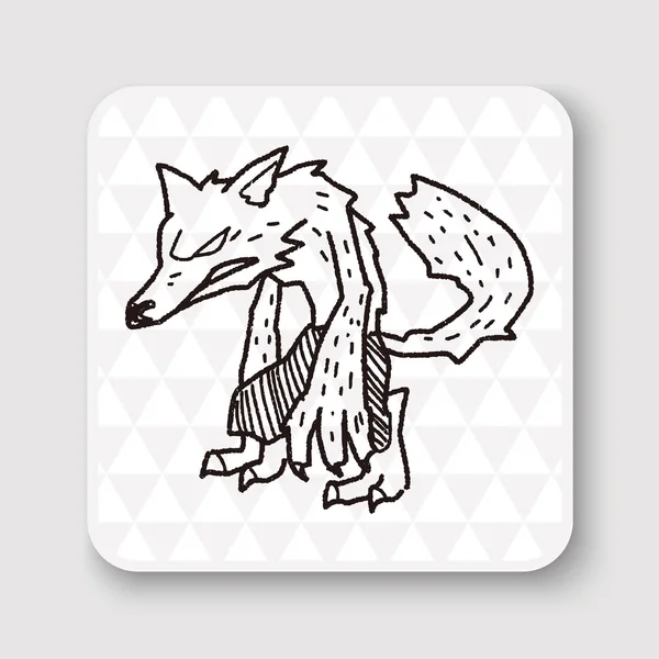 Weerwolf doodle vectorillustratie — Stockvector