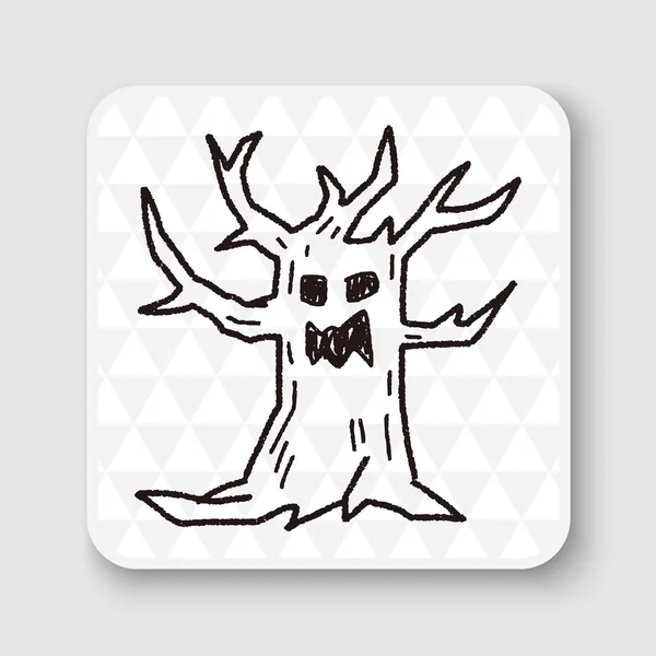树的怪物涂鸦矢量插图 — 图库矢量图片