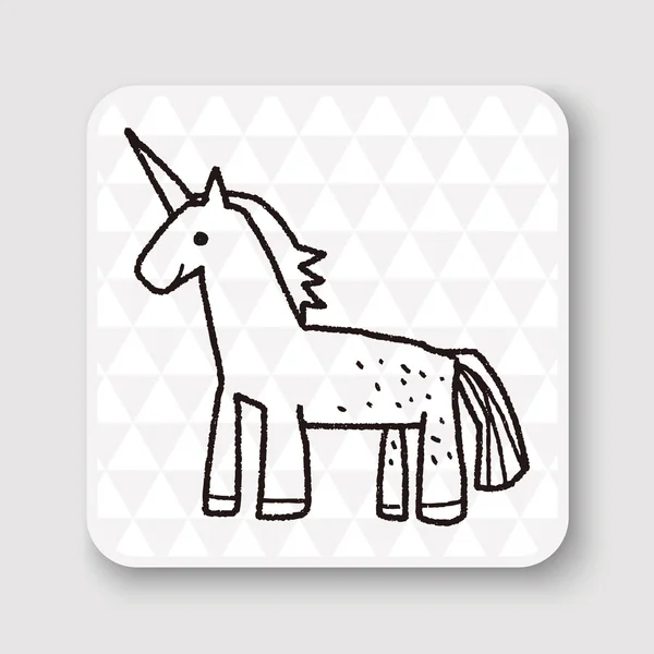 Ilustrasi vektor doodle unicorn - Stok Vektor