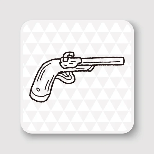 Pistola doodle vector ilustración — Vector de stock