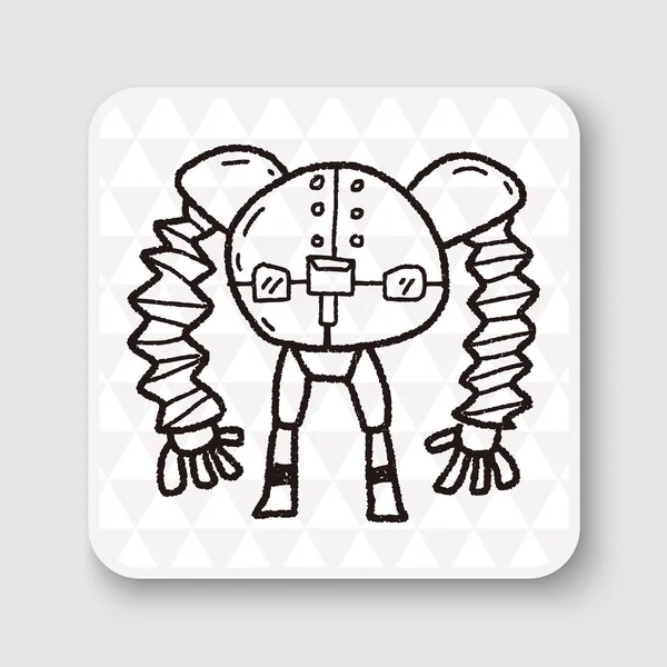 Robot doodle vektör çizim — Stok Vektör