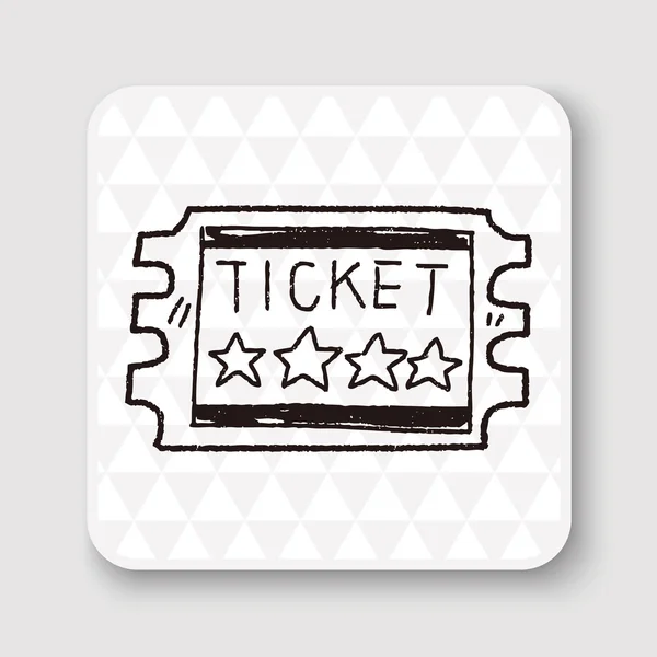 Ticket doodle vectorillustratie — Stockvector