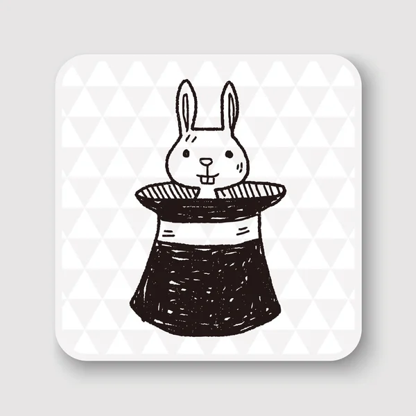Disegno magico coniglio doodle vettoriale illustrazione — Vettoriale Stock