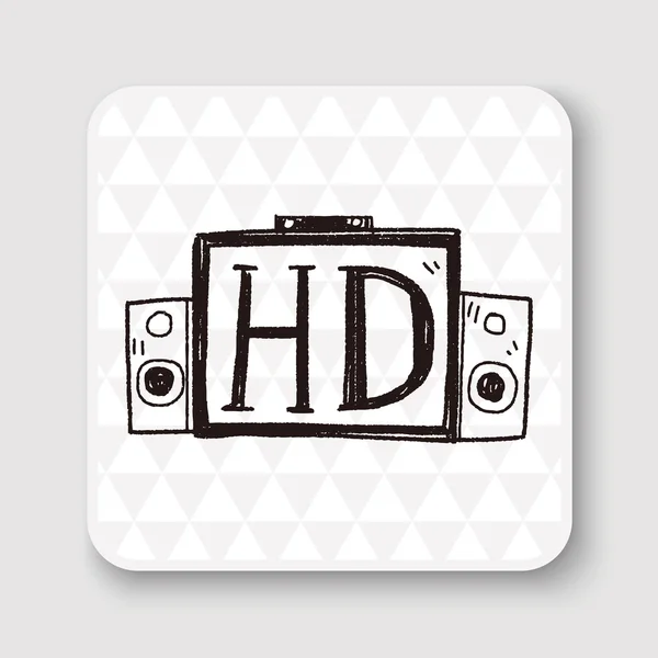 HD Tv doodle vektor illustration — Stock vektor