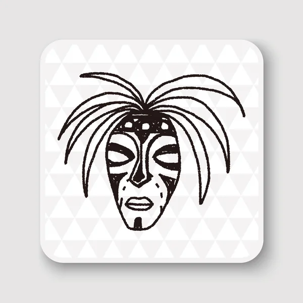 Afrikanische Maske Doodle Vektor Illustration — Stockvektor
