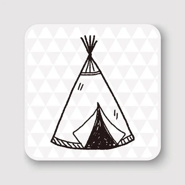 Indians tent doodle vector illustration — Stock Vector