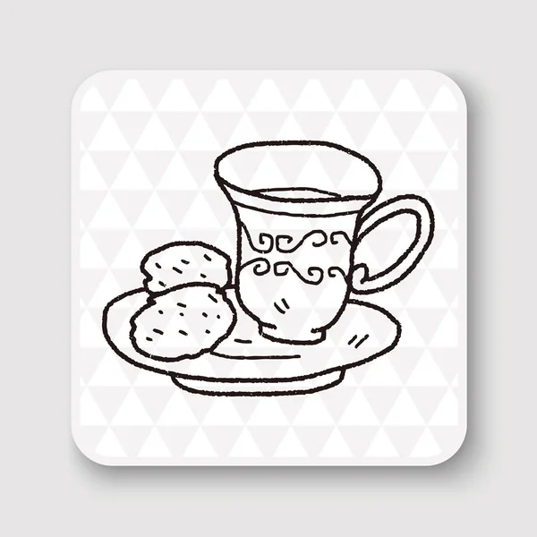 Tarde té doodle vector ilustración — Vector de stock