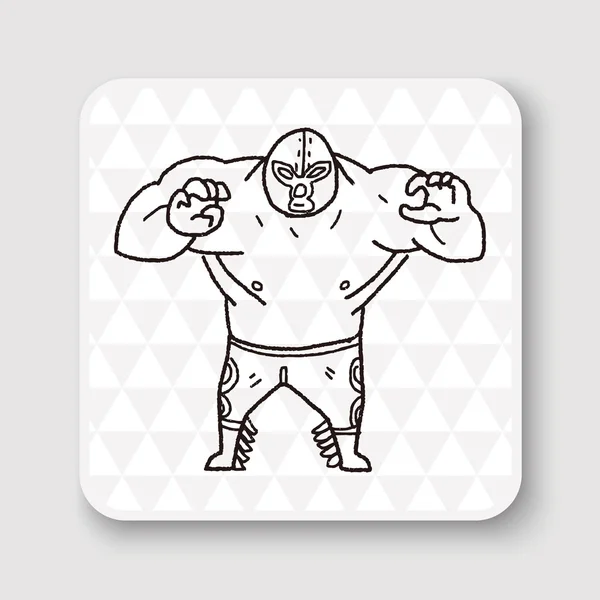 Wrestler mexicano doodle vetor ilustração —  Vetores de Stock