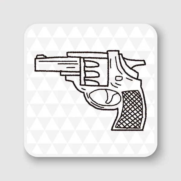 Pistola doodle vector ilustración — Vector de stock