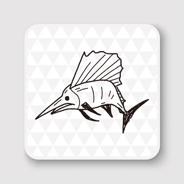 Illustrazione vettoriale doodle pesce spada — Vettoriale Stock