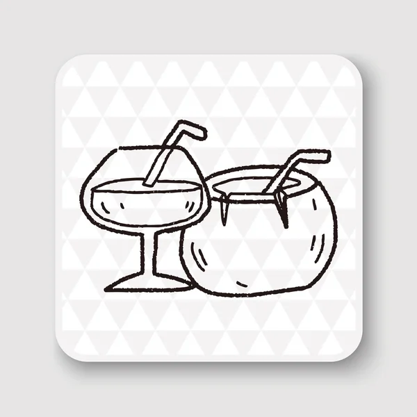 Kokosnuss Drink Doodle Vektor Illustration Vektor Illustration — Stockvektor