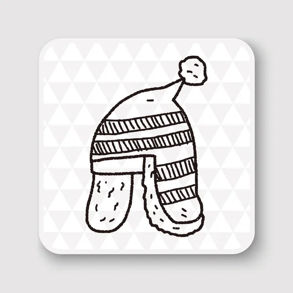 Cappello invernale doodle vettoriale illustrazione — Vettoriale Stock