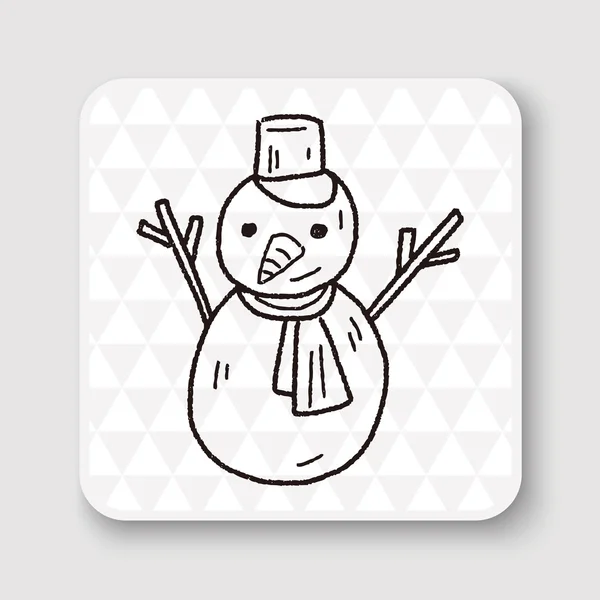 Snowman doodle 그리 기 벡터 일러스트 — 스톡 벡터