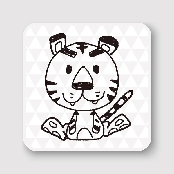 Chinese Zodiac tijger doodle tekening vectorillustratie — Stockvector