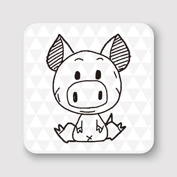 Kinesiska zodiaken gris doodle ritning vektor illustration — Stock vektor